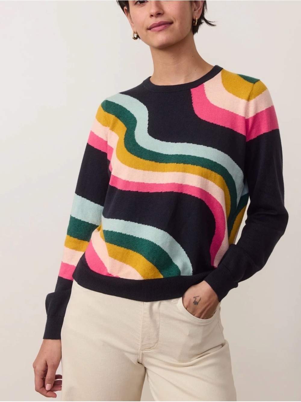 Marine Layer Icon Sweater Crewneck -  Wavy Multicolor